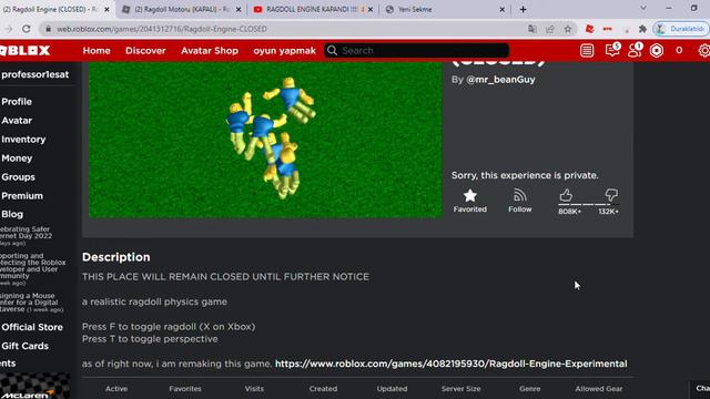 Roblox ragdol engine Neden kapatıldı Ne zaman açılacak gerçeklerAÇIKLAMADA AYRINTILI!!!!!!! смотреть онлайн