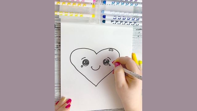Рисунок для начинающих милое сердечко ангел Drawing for beginners cute heart angel смотреть онлайн