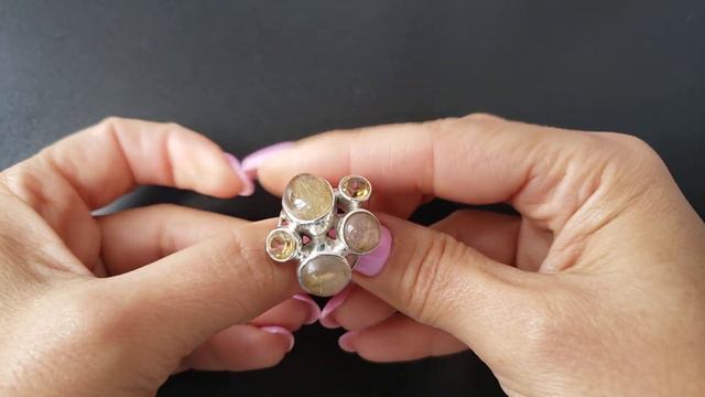 Кольцо рутиловый кварц серебряное цитрин волосатик натуральный камень смотреть онлайн