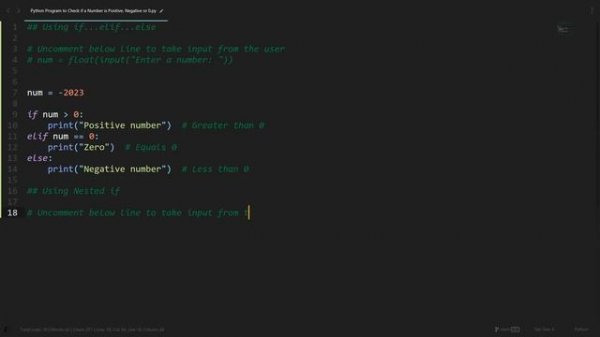 Check if a Number is Positive, Negative or 0 in Python | Python Examples | Python Coding Tutorial