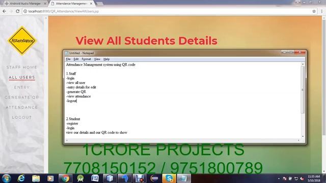 Attendance Management Using QR Code In Java ( UPDATED )-1Crore Projects смотреть онлайн