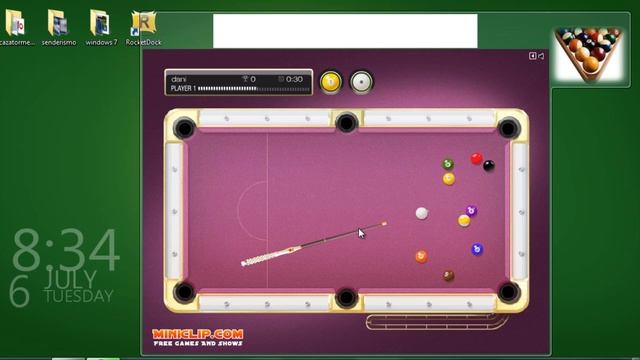 Gadget - juego - mesa de billar para Windows 7 y vista смотреть онлайн