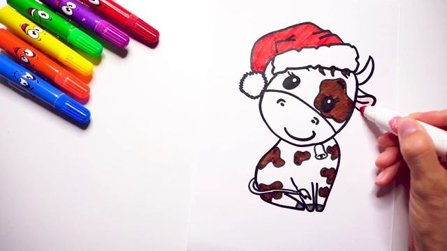 Как нарисовать БЫКА. How to draw a BULL New Year. Рисунок Бык поэтапно. Мультик раскраска для детей смотреть онлайн