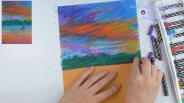 ВИДЕО УРОК\TUTORIAL Рисуем масляной пастелью закат и лодочку! #Dari_Art смотреть онлайн