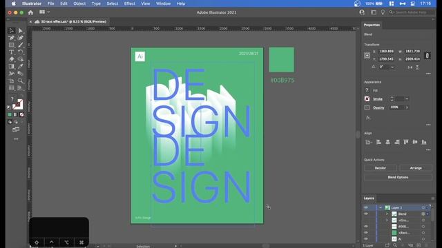 Adobe Illustrator tutorial || How to create a 3D blend text shape with Adobe illustrator смотреть онлайн