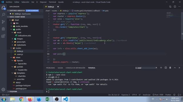 Graficar Excel Chart NodeJS смотреть онлайн