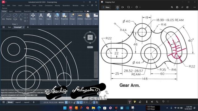 Ex 30 || Gear Arm || autocad 2D || chapter 1 смотреть онлайн