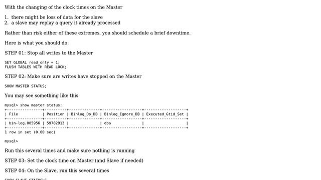 Databases: Any risks in updating the system time on a mysql 5.5 server? смотреть онлайн
