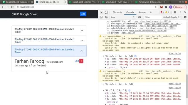 React Google Sheet CRUD app - Delete Data from Google Sheet - 5/6 смотреть онлайн