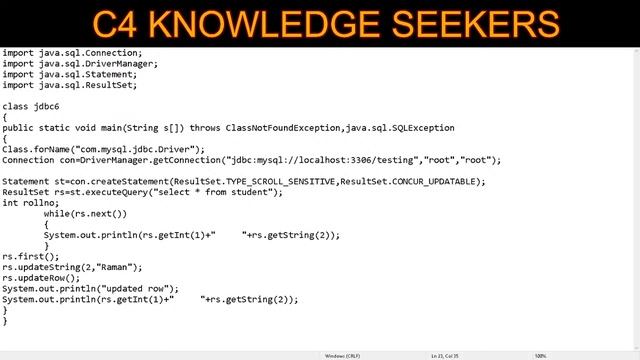 029 JAVA Database Connectivity : PART 06 - PRACTICAL : SCROLLABLE & UPDATABLE RESULTSET смотреть онлайн