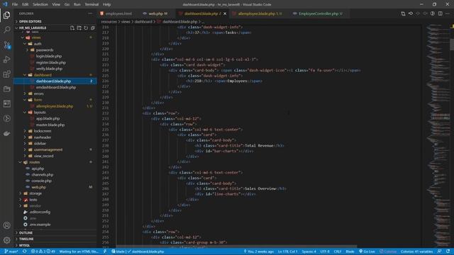 Create view card all employee static data in Laravel 8.X | HR System Management смотреть онлайн