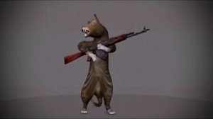 Кот стреляет  из калаша.  МЕМ.