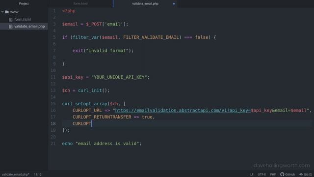 Validating and verifying email addresses in PHP смотреть онлайн