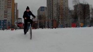 Катаем зимой на велике+ летняя резина