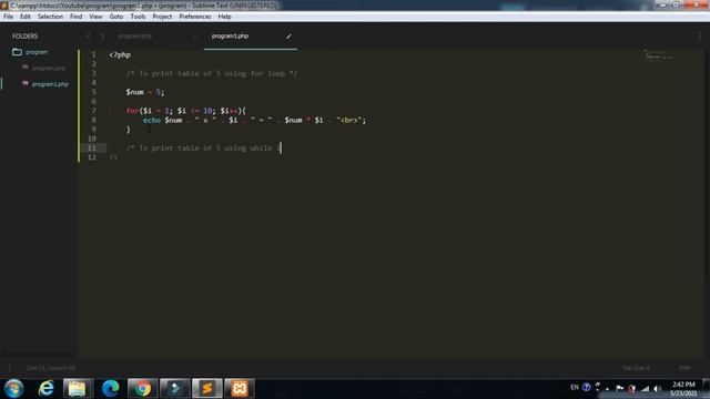 PHP Program | Display Table of 5 using for and while loop | PHP Programs for Beginners | 2021 смотреть онлайн