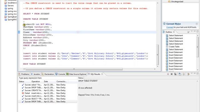 CHECK CONSTRAINTS SQL DEMO смотреть онлайн