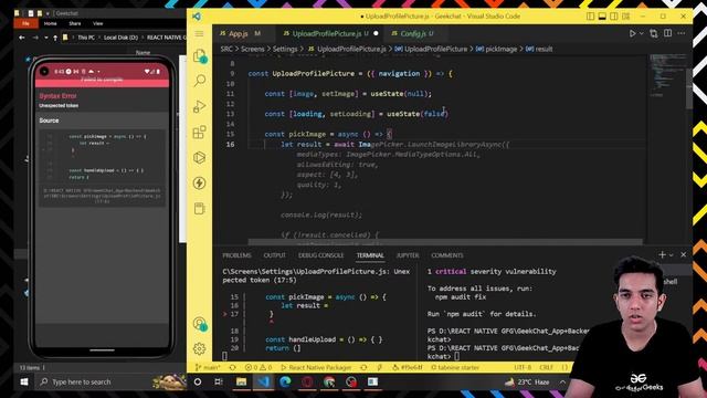 Build a Social Media App in React Native using Nodejs & MongoDB ( Day - 13 ) | React Native Project смотреть онлайн