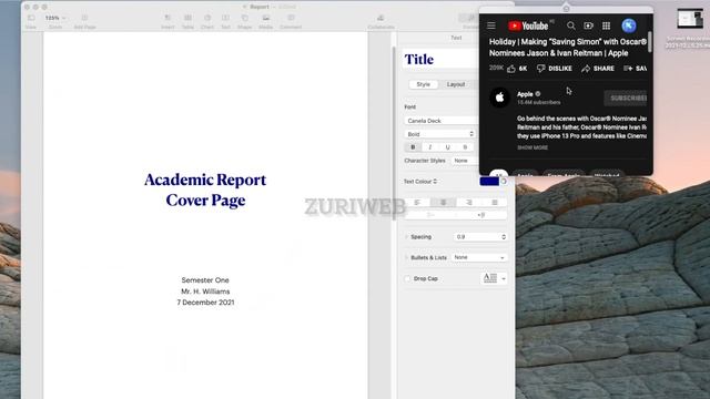 Picture In Picture Macbook: Safari VS ZuriWeb смотреть онлайн