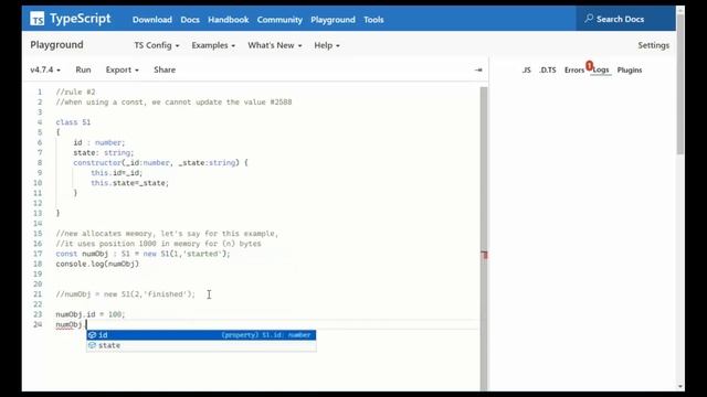 01: How to use the "const" declaration to create a read-only reference to a value in Typescript 4.7 смотреть онлайн