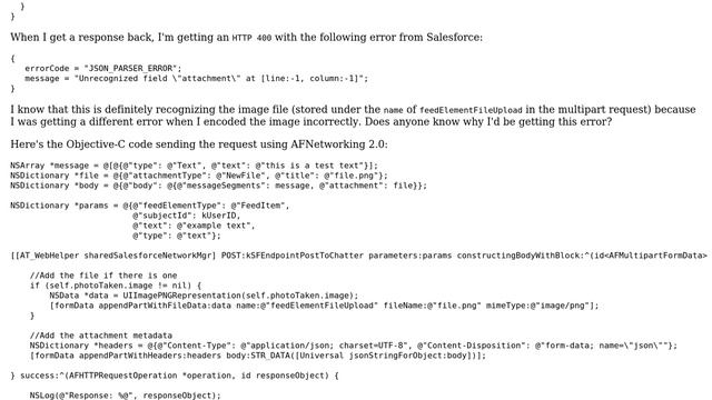 Salesforce: Unrecognized field "attachment" when POSTing a Chatter FeedItem with a file смотреть онлайн