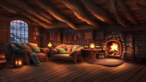 ? Успокаивающее потрескивание камина и шум вьюги в сказочном домике для сна ❄️ Звук костра и вьюги