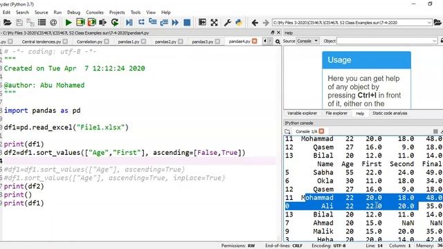 Python Data science, Sort, Loc and iloc for Data Frame смотреть онлайн