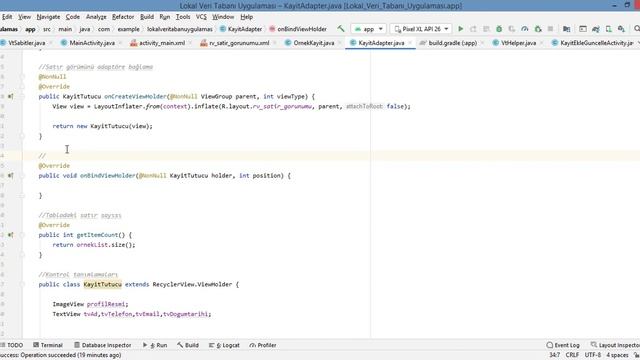 Android Studio Dersleri 2021 SQLite Veri Tabanı Serisi Ders 27: Kayıt Adapter Oluşturma смотреть онлайн