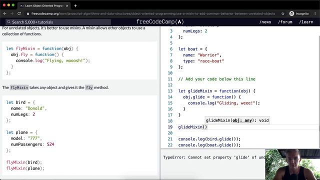 Use a Mixin to Add Common Behavior Between Unrelated Objects - Object Oriented Programming смотреть онлайн