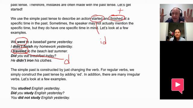 E02 Simple Past Tense sample lesson смотреть онлайн