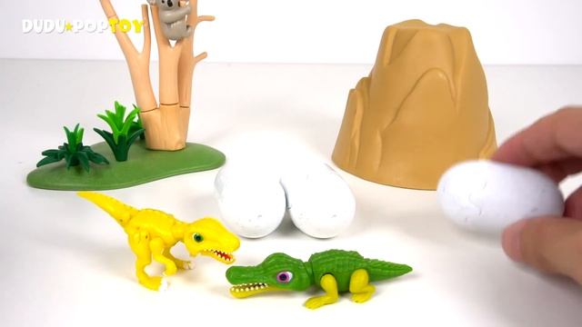 Dino Mecard tiny dinosaur Spinosaurus VS Deinosuchus transform dinosaur battle! - DuDuPopTOY смотреть онлайн
