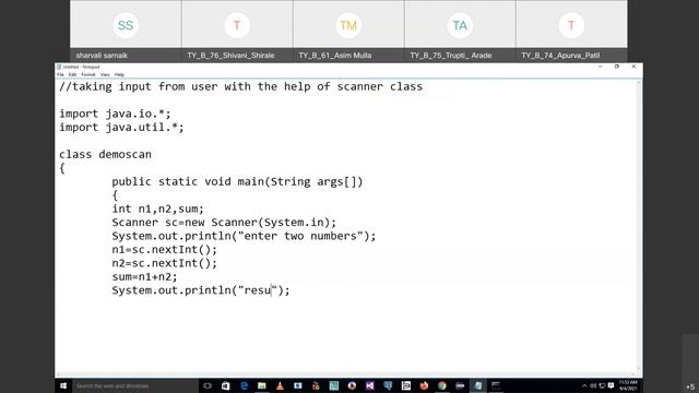 User Input by Scanner Class in Java Lecture 7 by Sharvali Sarnaik смотреть онлайн