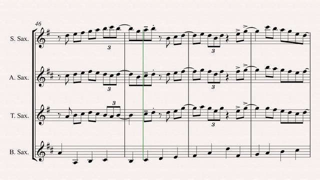 Pachelbel's Canon (Jazz Arrangement) for Saxophone Quartet - ♪ Sheet Music ♪ смотреть онлайн