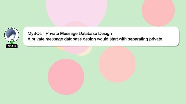 MySQL : Private Message Database Design смотреть онлайн