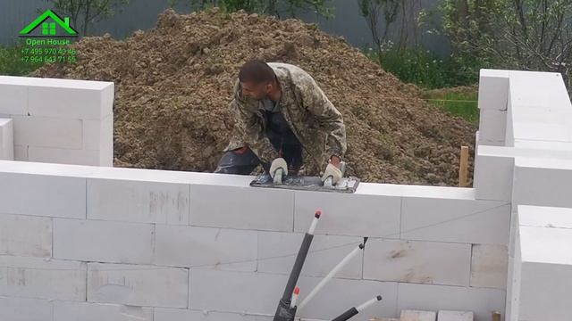 Дом из газоблока на УШП, часть 2я, стены, армопояс смотреть онлайн
