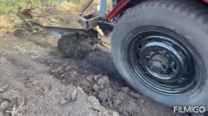 пашем  огород минитрактором самодельный плуг
