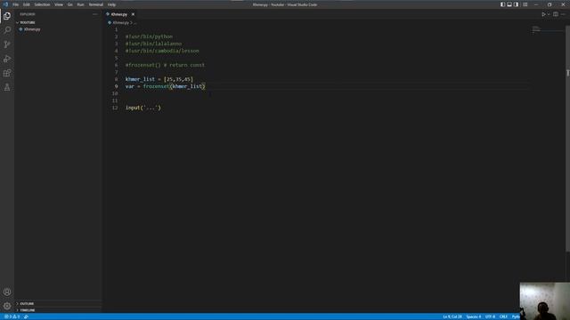 Cambodia (Khmer) Python Lesson 118 frozenset() = const смотреть онлайн
