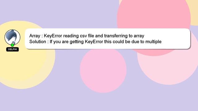 Array : KeyError reading csv file and transferring to array смотреть онлайн