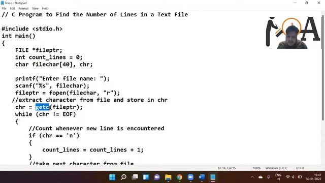 Code In C | C Program to Count the Number of Lines in any Text File | Programming In C смотреть онлайн