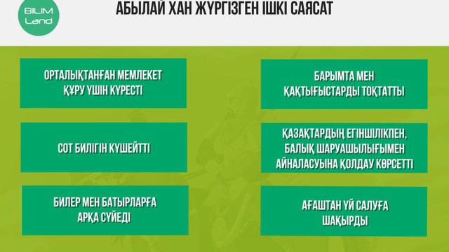 Абылай ханның ішкі және сыртқы саясаты.https://bilimland.kz/ смотреть онлайн