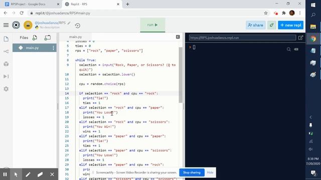 The while Loop, .lower(), random.choice(), break Statement - RPS Game | Intro To Python смотреть онлайн