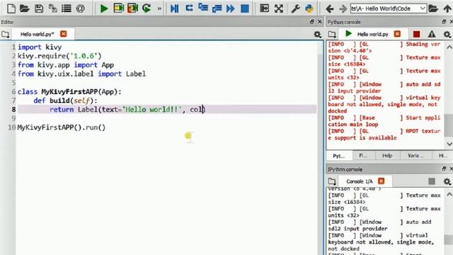 Crash course Kivy lesson 1: Hello World! смотреть онлайн