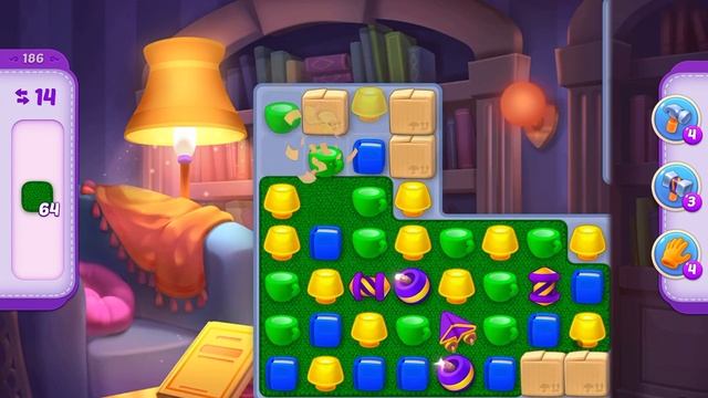 HomeScapes Level 186 No Boosters (21 Moves)