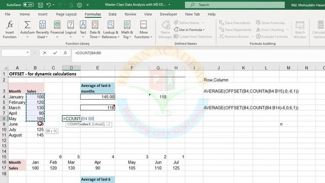 How to do dynamic Calculations in Excel | Offset Functions | Count Functions | Excel Bangla Tutoria смотреть онлайн
