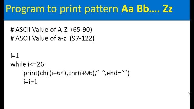 Python program to print Pattern Aa Bb Cc...... Zz | Ashraf Jamal смотреть онлайн