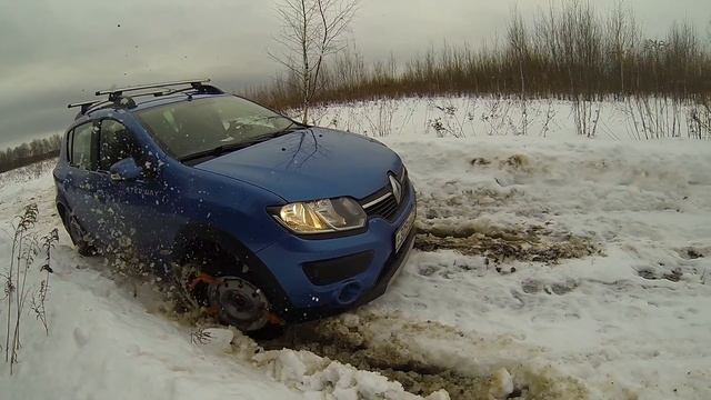 Renault Sandero Stepway - браслеты противоскольжения Tplus смотреть онлайн