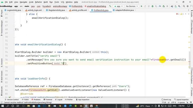 Book App Firebase | 21 Email verification | Android Studio | Ict Foysal | Java смотреть онлайн
