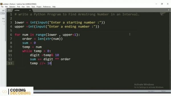 Python Program to Find Armstrong Number in an Interval #python #coding #pythonprogramming