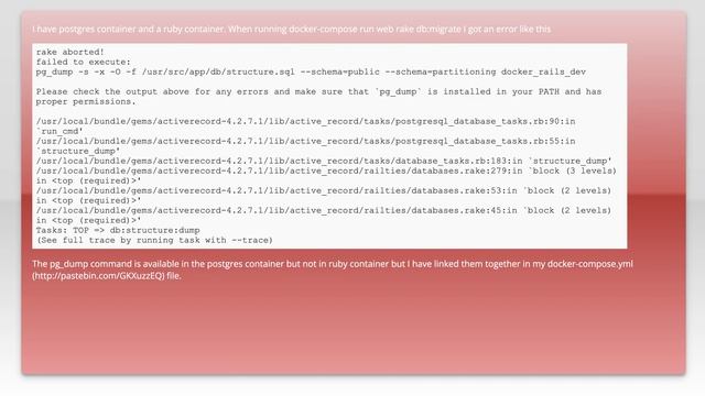 pg_dump error while running rake db:migrate смотреть онлайн