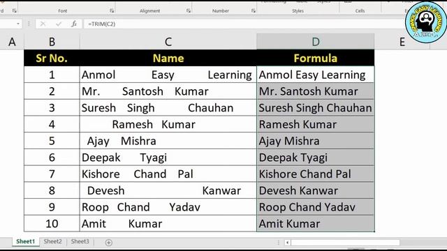 How to Use Trim Function in Excel | Remove Extra Space in Excel #AnmolEasyLearning смотреть онлайн