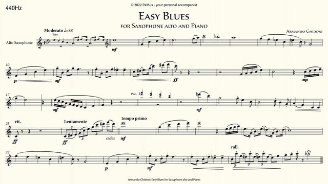 Armando Ghidoni: Easy Blues for Alto Saxophone - piano accompaniment 440Hz смотреть онлайн